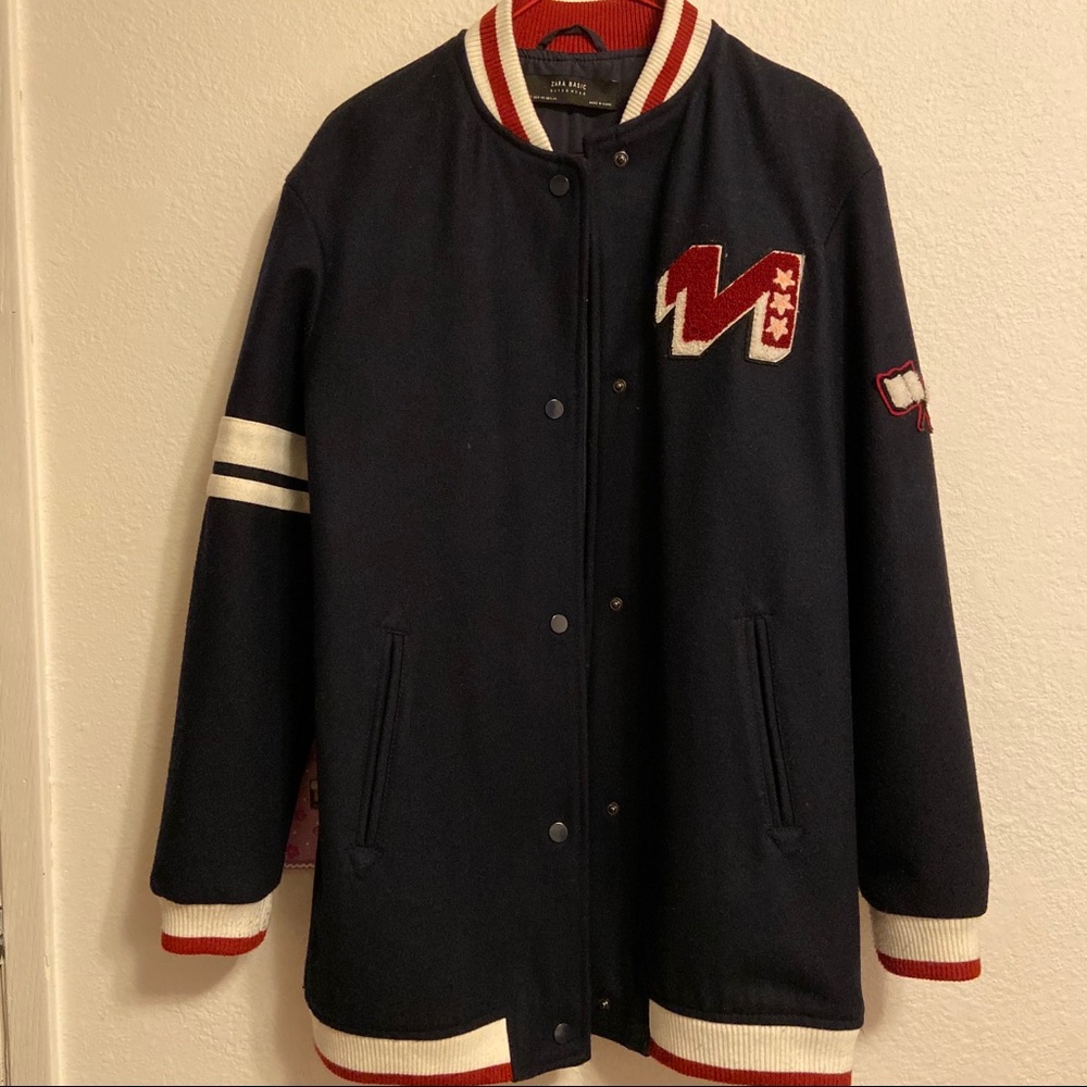 Zara Women Wool Blend Bomber Jacket Sz XS
